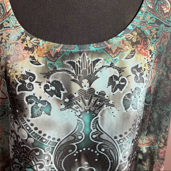 BLEU Sheer Green Poncho Blouse - Picture 3 of 10